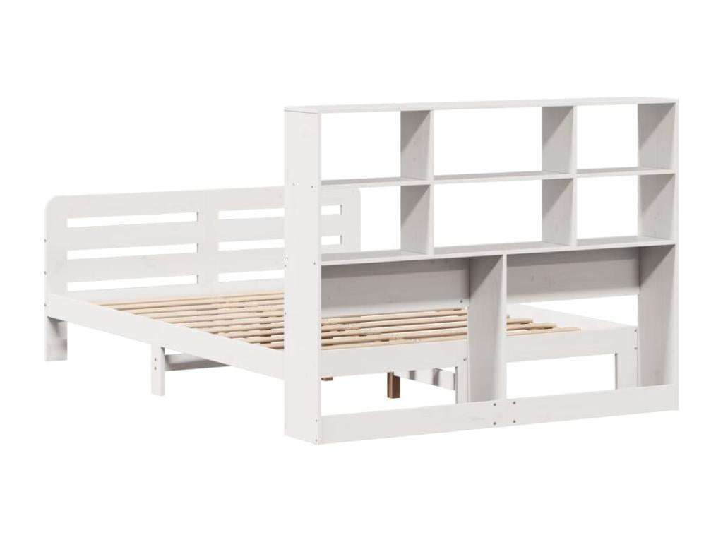Bed frame without mattress, white, 150x200 cm, solid pine wood, IVIL52637