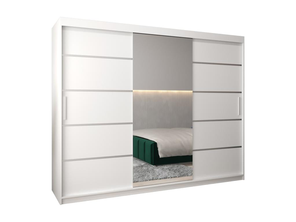 Luxameub 2 Sliding Door Wardrobe 200/250/62 3 Doors White/White YNJY99447