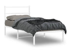 Metal bed frame without mattress with white headboard 90x200cm OXNL59767