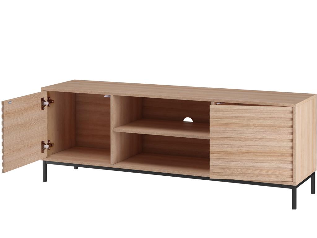 Luxameub - TV stand with 2 doors and 2 open compartments in oak-effect particleboard KSKN48013