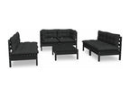7-piece garden furniture set with cushions, solid pine wood, 4 MCYB07874
