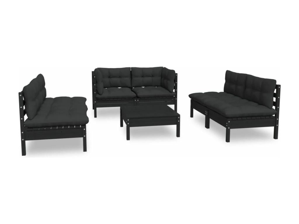 7-piece garden furniture set with cushions, solid pine wood, 4 MCYB07874