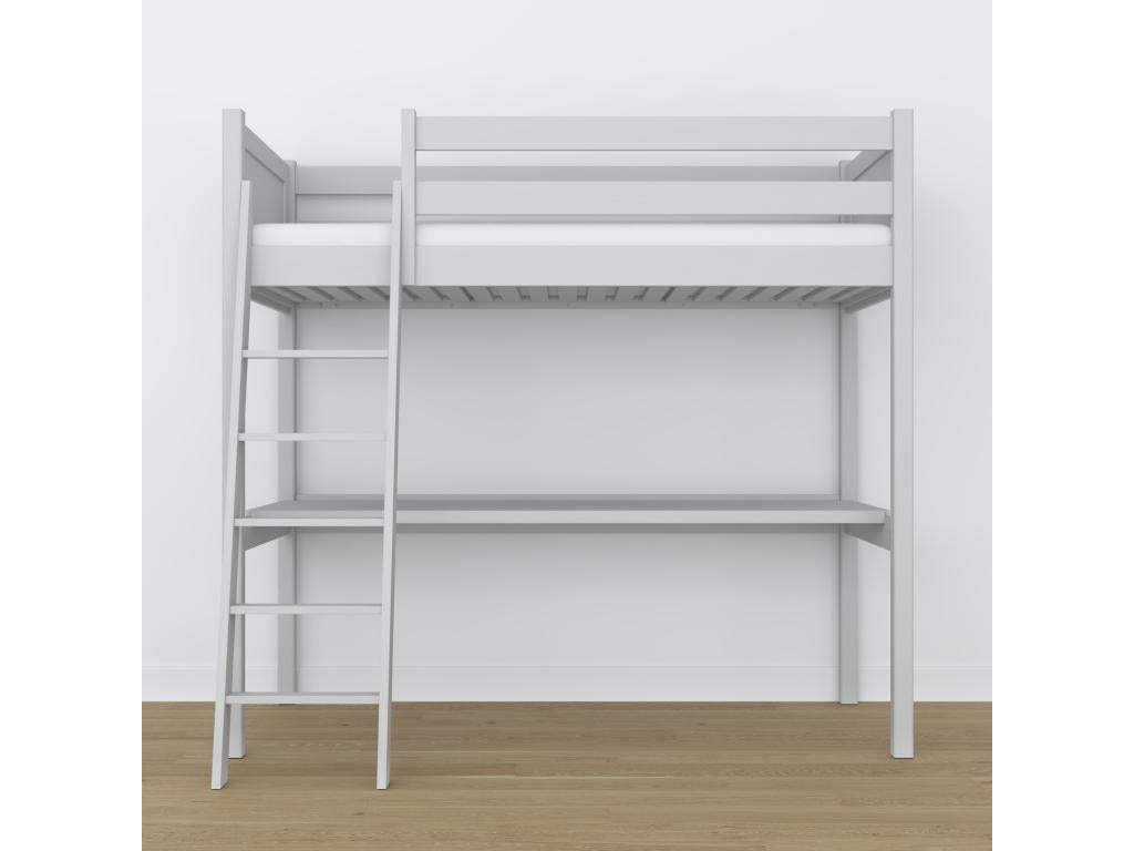 Wooden loft bed - with desk N04 Grey 90x200 BOLU49271