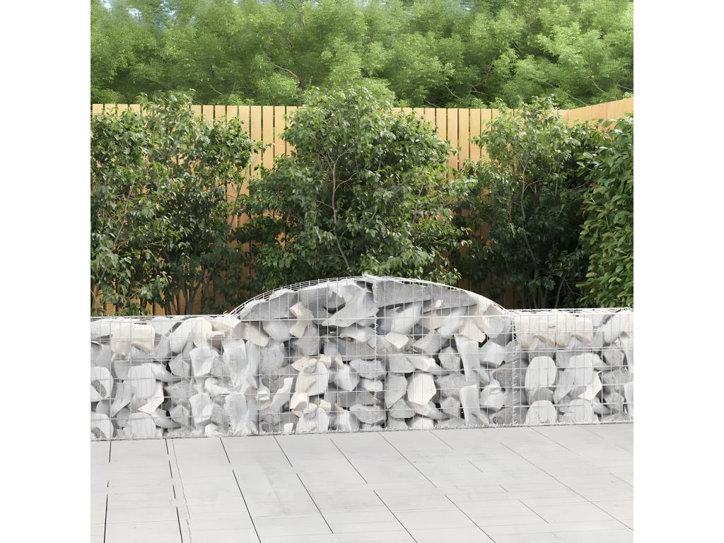 Arched gabion baskets, 2 pieces, 300x30x60/80 cm, galvanized iron, WMDL15157