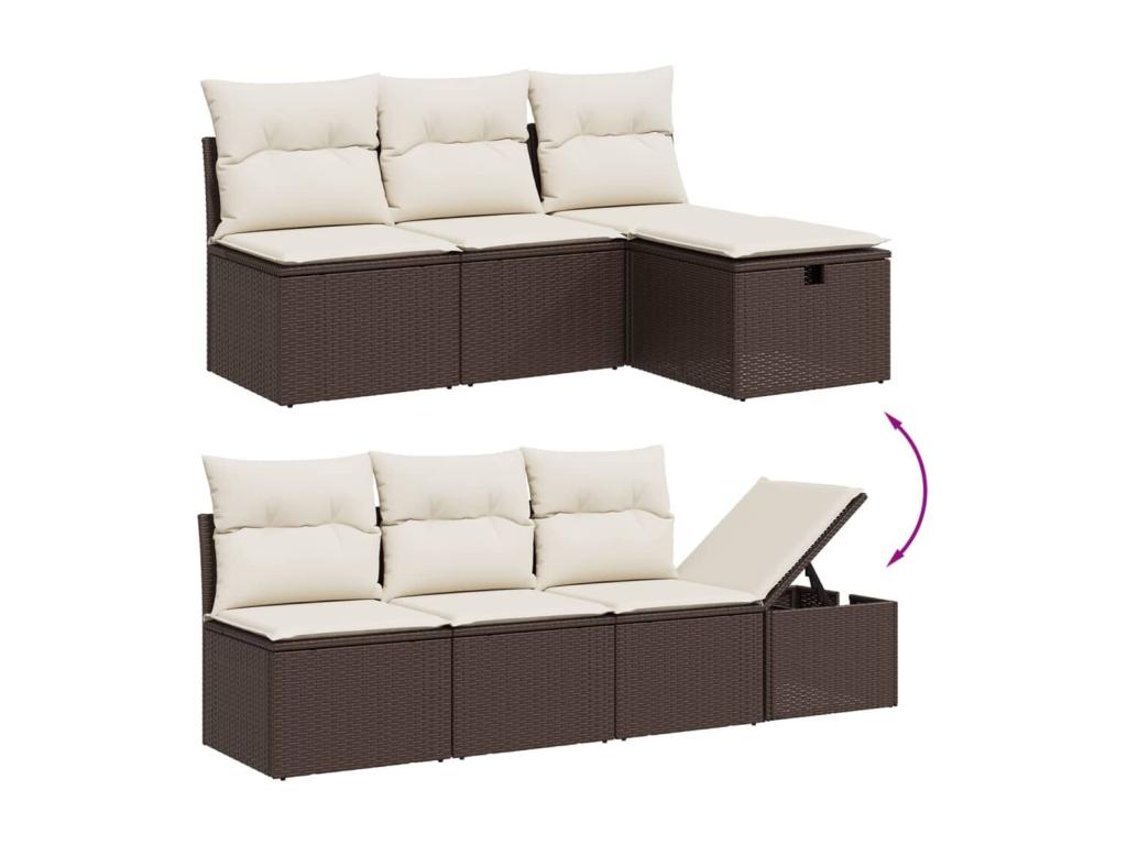 8-piece garden furniture set with brown resin wicker cushions MZZO37598