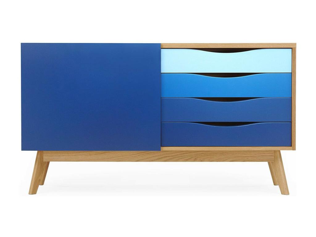 Cosymeub 4-Drawer/1-Door Buffet, 128cm, Oak/Dark Blue, RGVD45770