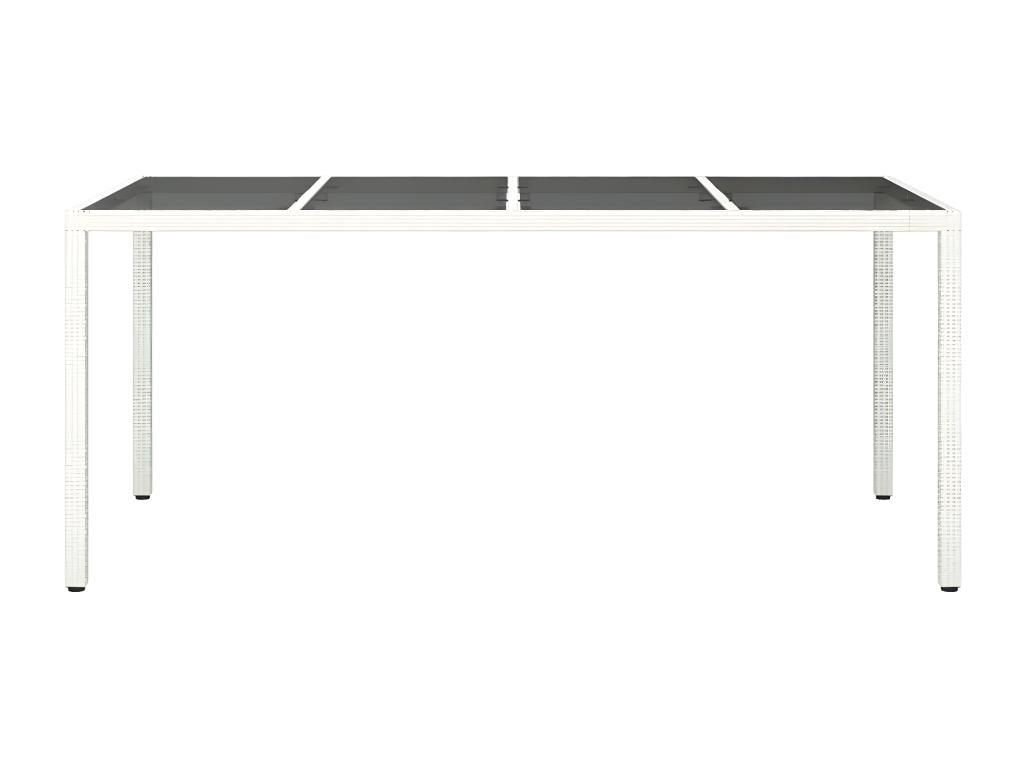Luxameub PINPAI - White Garden Table 190x90x75 cm Tempered Glass/Woven Resin AZHF38058
