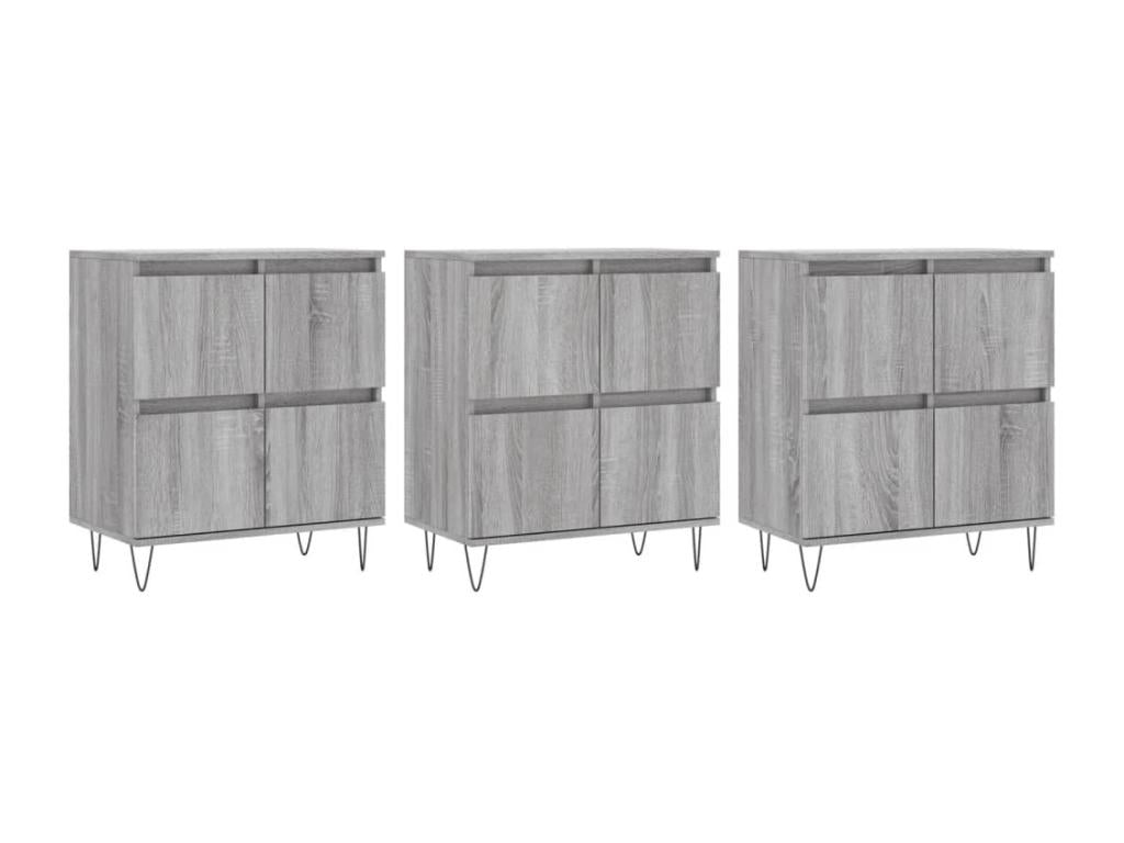 Luxameub 3-piece buffet set, grey engineered wood, WWKK65525