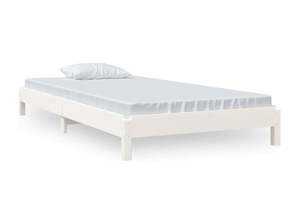 Stackable bed, white, 75x190 cm, solid pine wood, KWDF71592
