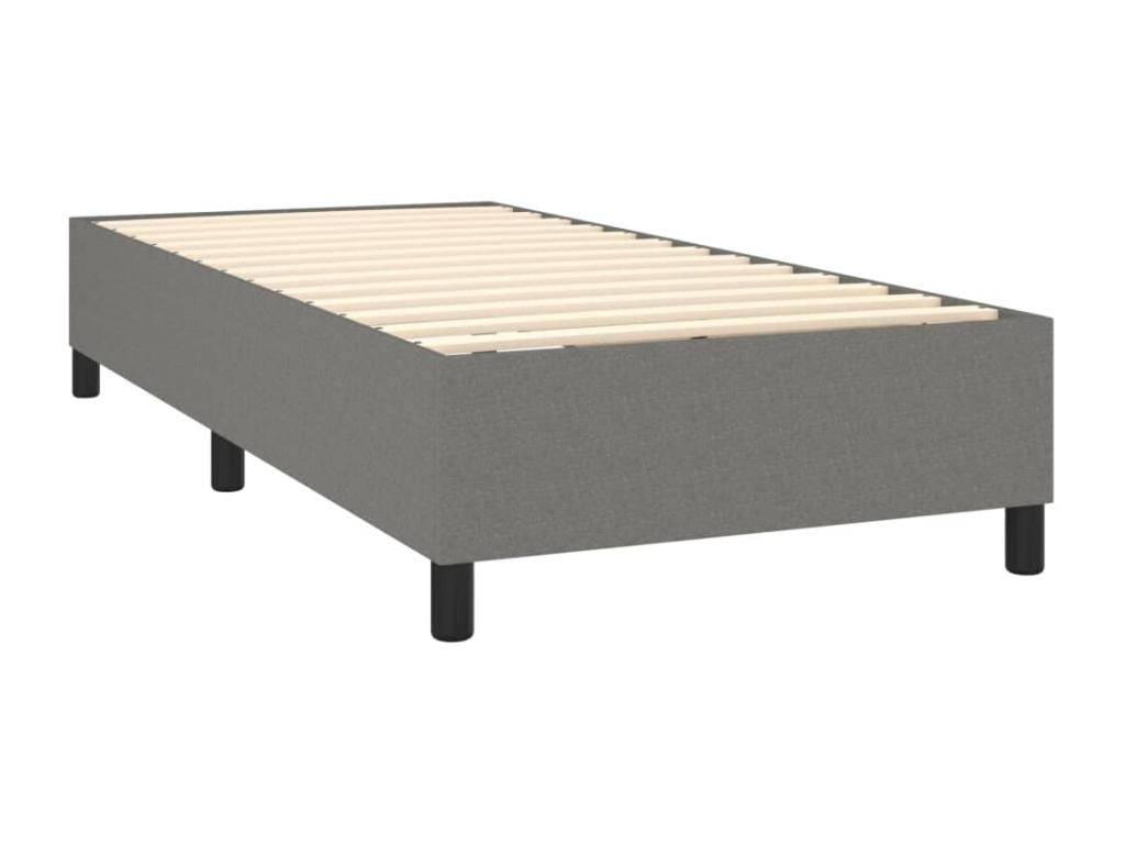 Upholstered bed base with mattress, dark grey, 90x200 cm, fabric IXAD72807