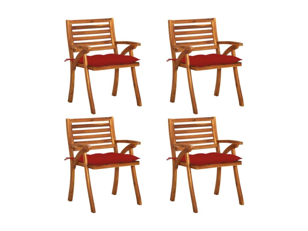 Garden chairs with cushions, set of 4, solid teak wood, AVUC83910