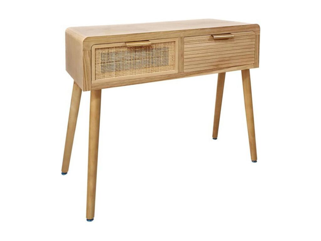 Console table with 2 drawers, wood/rattan - Luxameub CJKI17681