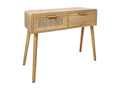 Console table with 2 drawers, wood/rattan - Luxameub CJKI17681