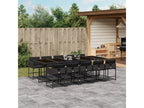 11-piece garden dining set with cushions, black resin wicker LJUZ07729