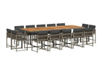 15-piece garden dining set with grey resin wicker cushions ZERY55362