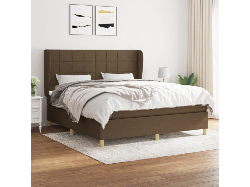 Upholstered bed base with mattress, dark brown, 180x200 cm, WSDT05309