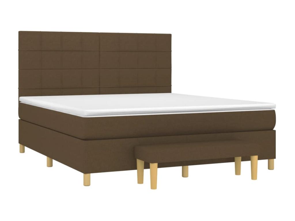 Upholstered bed base with mattress, dark brown, 180x200 cm, LNYZ48844