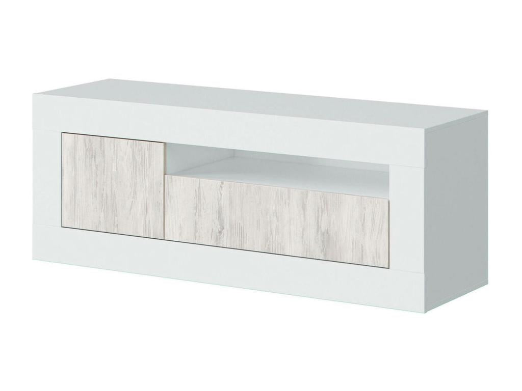 Luxameub TV Stand, Living Room TV Cabinet, 2 Doors, 139x42h53 cm, Oak and White, AKEF82553