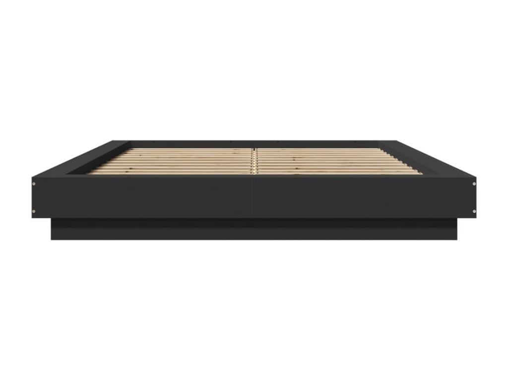 Bed frame with black LED lights, 135x190 cm, engineered wood, JERD64579