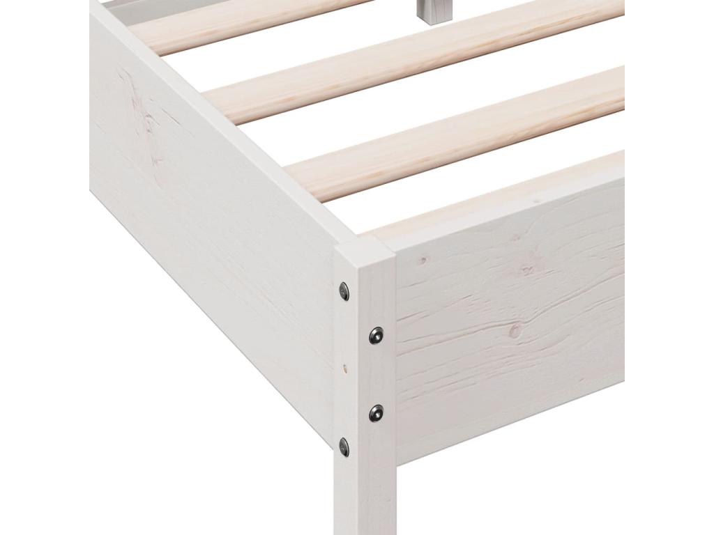 Bed frame with white headboard 90x190 solid pine wood HQBC82394