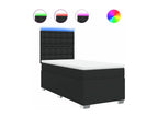 Luxameub bed base with mattress, black, 90x190 cm, faux leather, BOQO84445
