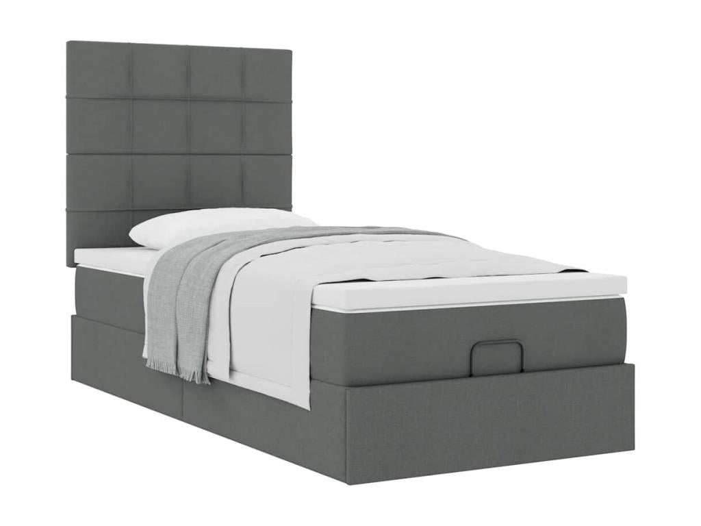 PINPAI bed frame with dark grey mattress 90x200 cm fabric NRKL98897
