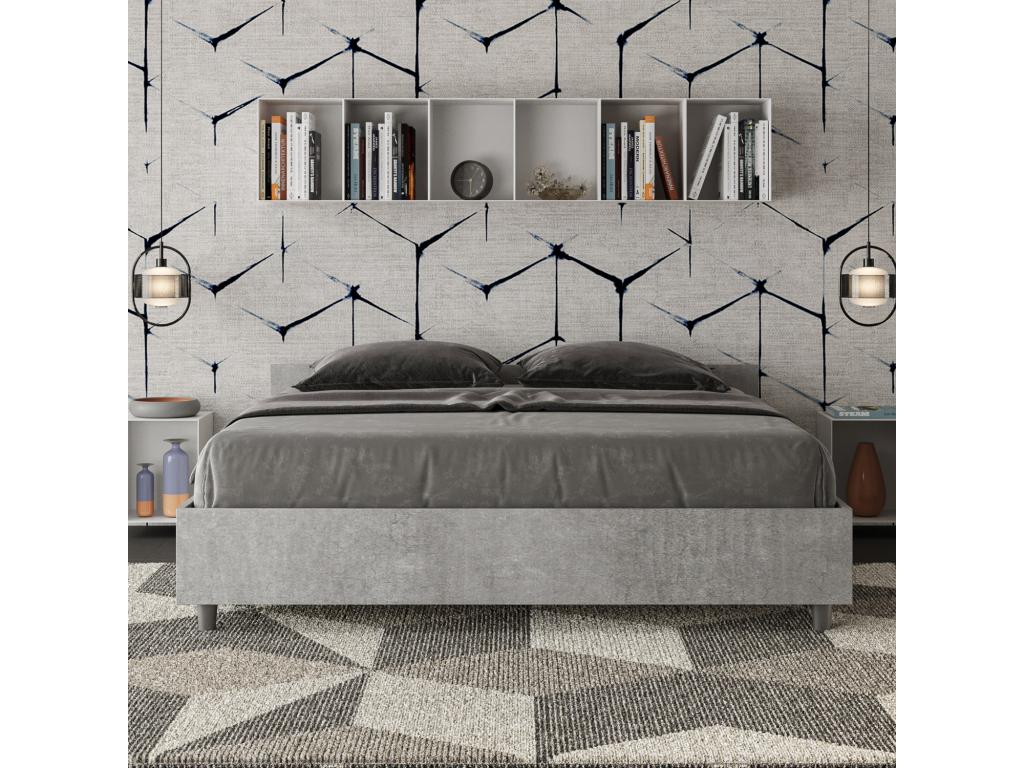 Luxameub UYVX09515 Double Raised Storage Bed 160x190 Concrete