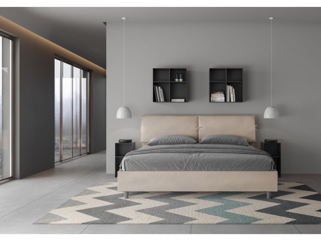 Luxameub size bed without slatted base, upholstered 200x200 microfiber sand Luxameub OXXX62707