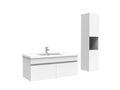 Bathroom vanity unit with column and 100cm ceramic sink, white, Luxameub JPNR37020