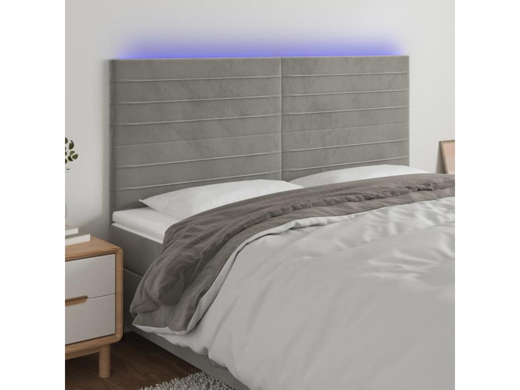 Light Grey LED Headboard 200x5x118/128 cm Velvet UKFT34464